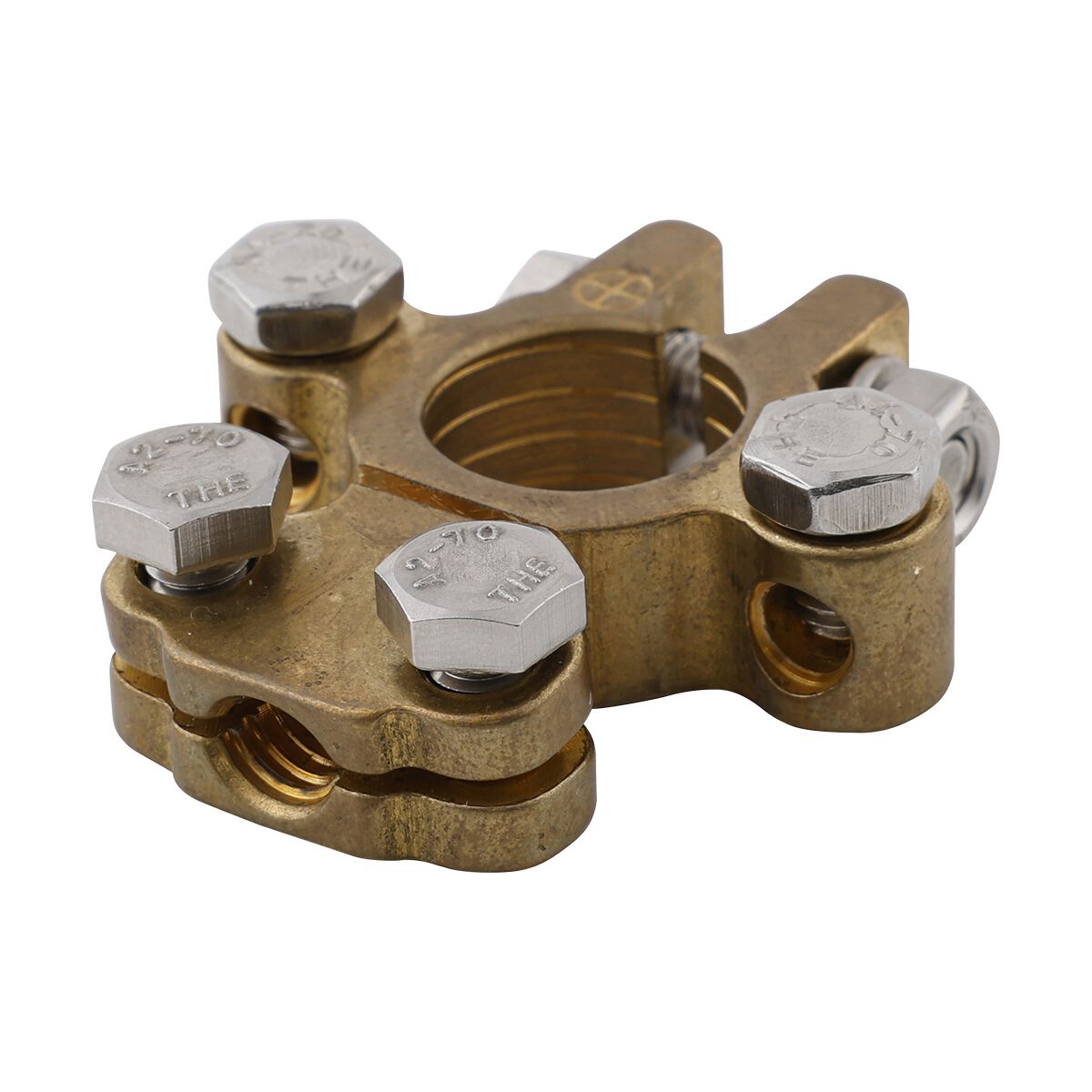 Century Battery Terminal, Forged Brass, Saddle Type With Auxiliary Connections - Positive, , scaau_hi-res