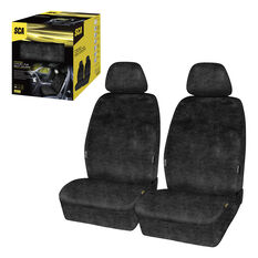 SCA Luxury Fur Seat Covers Black Adjustable Headrests Airbag Compatible 30SAB, , scaau_hi-res