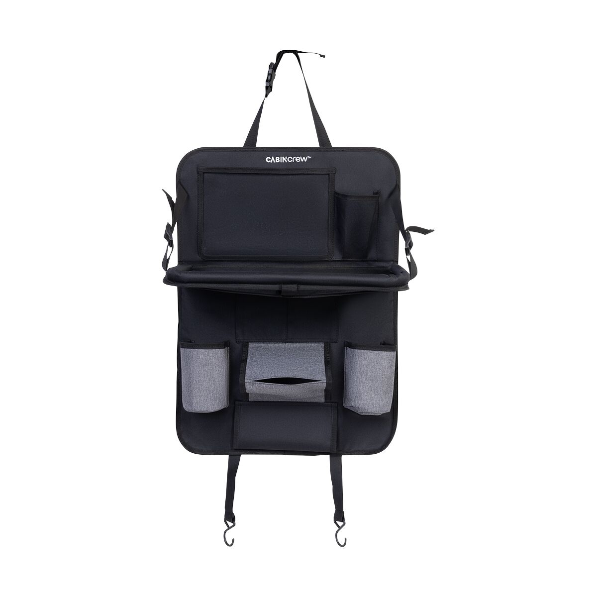 Cabin Crew Kids Repreve Back Seat Organiser with Tray Black/Grey, , scaau_hi-res