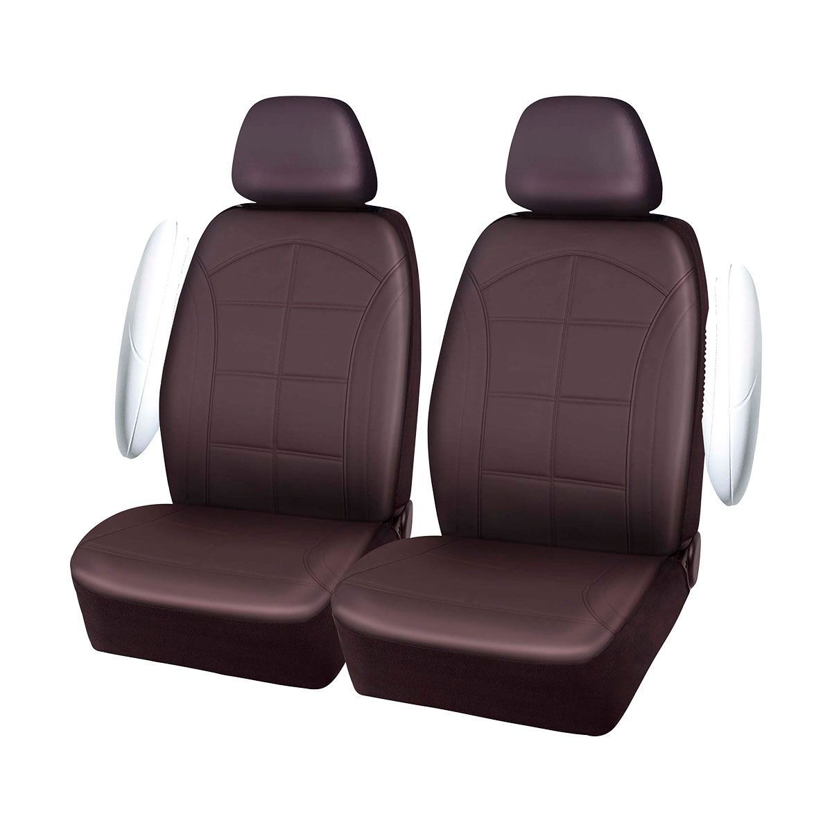 SCA Leather Look Burgundy Grid Seat Cover, , scaau_hi-res