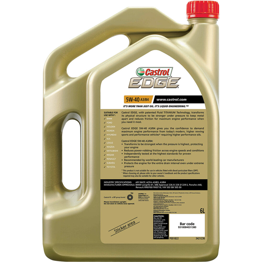 Castrol Edge Engine Oil 5w 40 6 Litre Supercheap Auto
