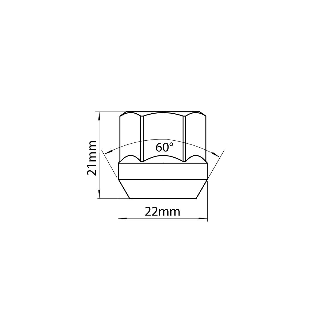 Tridon Wheel Nuts M12x1.25. Tapered Seat. Open Ended Nut. 19mm Hex, , scaau_hi-res