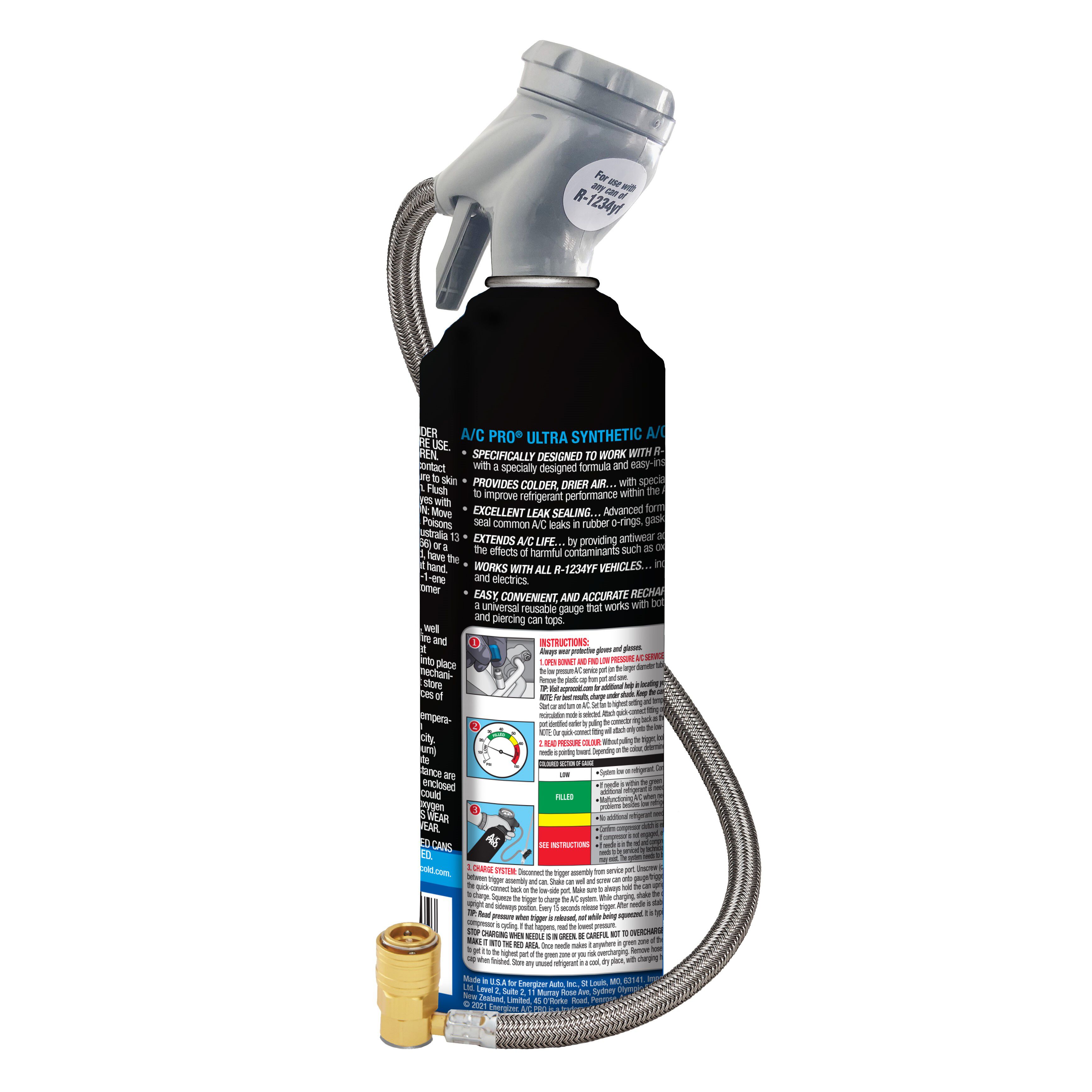 AC PRO Charge R1234YF Gas Refill & Hose 396g, , scaau_hi-res