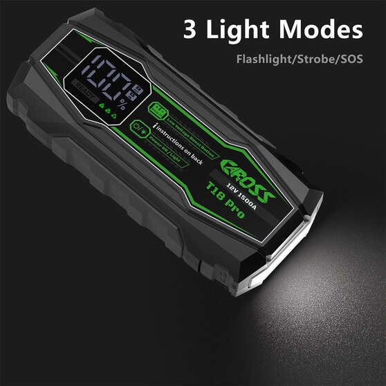 CAROSS T18Pro 12V 1500A Compact Smart Lithium Jump Starter With Built-in 3 Mode Light, , scaau_hi-res