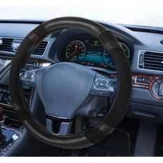 SCA Steering Wheel Cover Leather Look Jacquard Black 380mm diameter, , scaau_hi-res