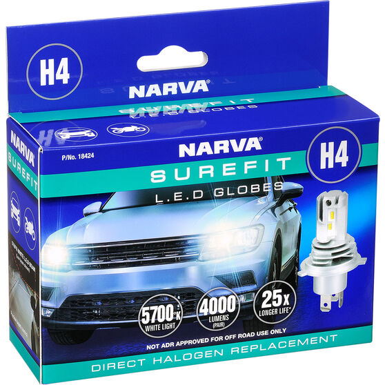 Narva Surefit LED Headlight Globes - H4, 12/24V, 18424, , scaau_hi-res