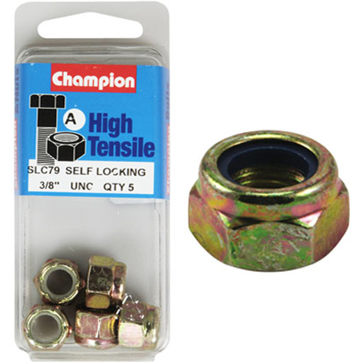 Champion High Tensile Nyloc Nuts SLC79, UNC 3/8, , scaau_hi-res