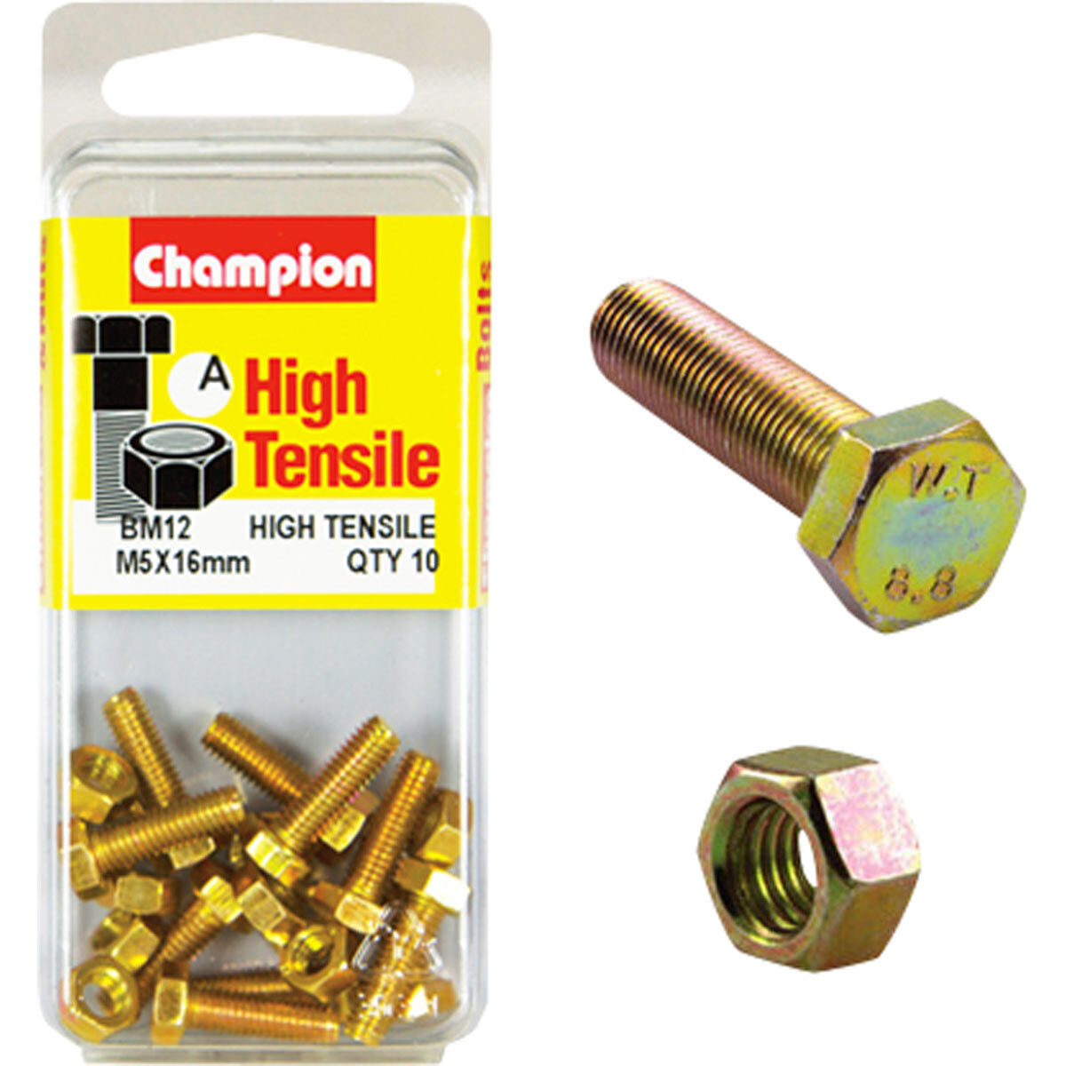 Champion High Tensile Bolts and Nuts BM12, M5 X 16mm