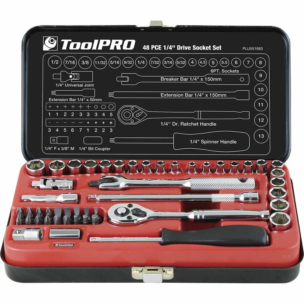 ToolPro Socket Set 1 / 4 inch Drive, Metric / Imperial, 48 Piece