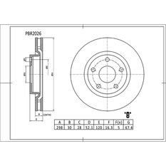 Bosch Disc Brake Rotor - Single, PBR2026, , scaau_hi-res