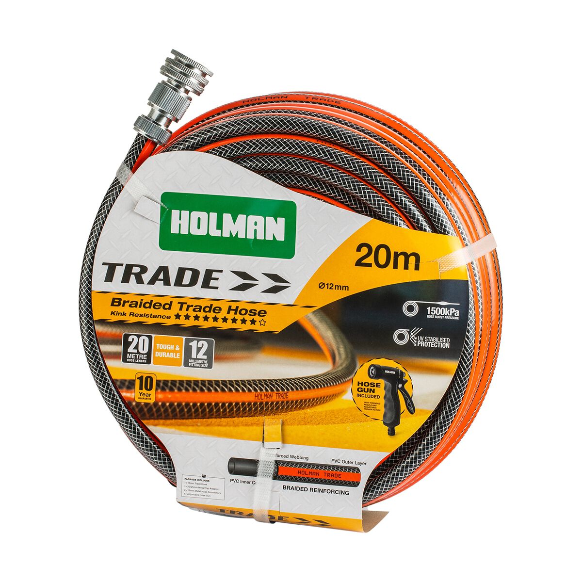 Holman 12mm x 20m Trade Hose with Metal Fittings and Gun, , scaau_hi-res