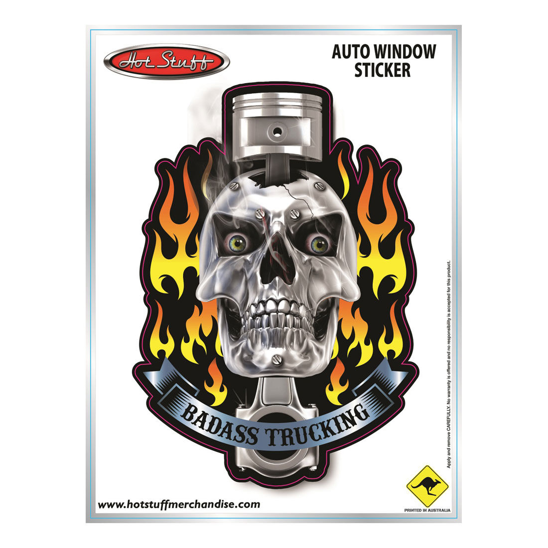 Hot Stuff Sticker Bad Ass Truckin Large, , scaau_hi-res