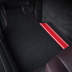 SCA Racing Car Floor Mats - Carpet, Black / Red, Set of 4, , scaau_hi-res