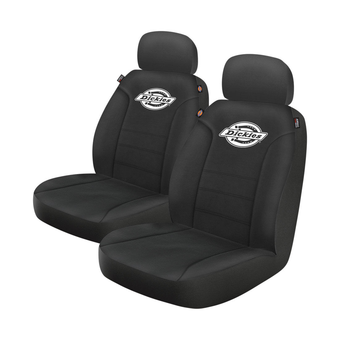 Dickies Repreve Polyester OG Black/White Logo Seat Covers Black Adjustable Headrests Airbag Compatible, , scaau_hi-res