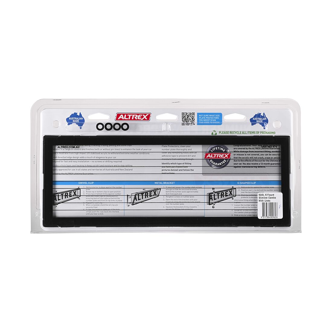 Altrex Number Plate Protector - 6 Figure Slimline With Lines 6QSL, , scaau_hi-res