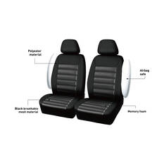 SCA Memory Foam Seat Covers Black Adjustable Headrests Airbag Compatible, , scaau_hi-res