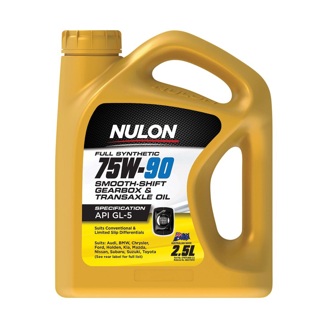 Nulon Gear Oil 75W-90 Full Synthetic 2.5 Litre, , scaau_hi-res