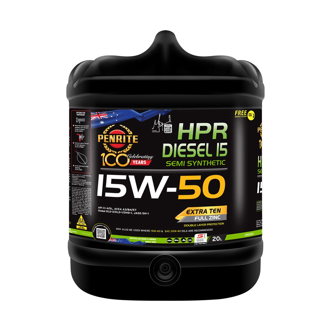 Penrite HPR Diesel 15 Engine Oil - 15W-50, 20 Litre, , scaau_hi-res