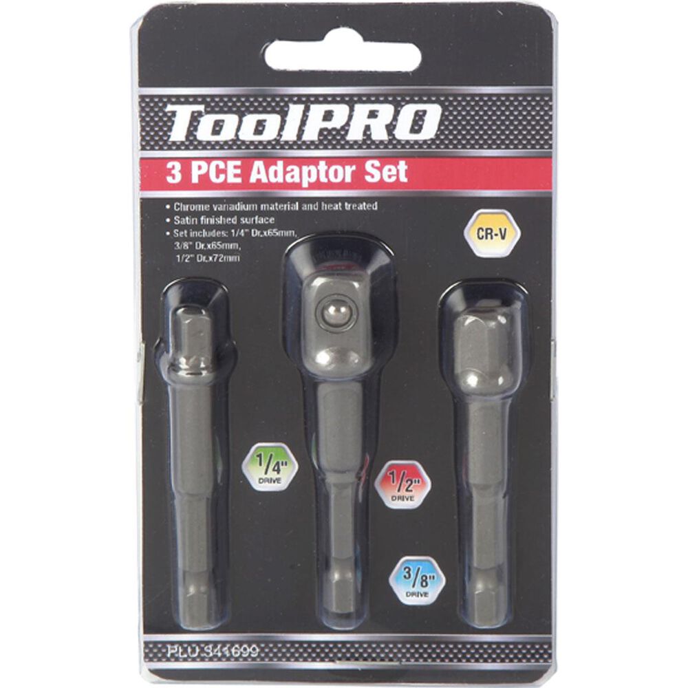 ToolPRO Drill Adaptor Set 1/4" 3/8" & 1/2" 3 Piece Supercheap Auto