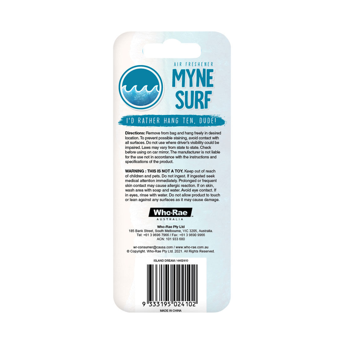 Myne Shaka Air Freshener Island Dream, , scaau_hi-res