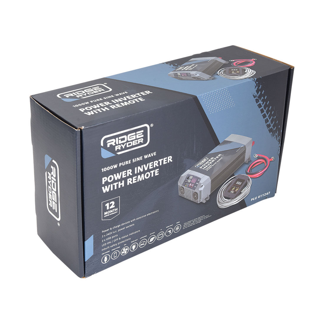 Ridge Ryder Pure Sine Wave Power Inverter 1000W, , scaau_hi-res