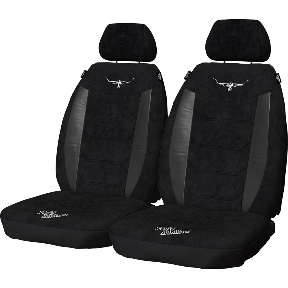 R.M.Williams Suede Velour Seat Covers Black Adjustable Headrests Size