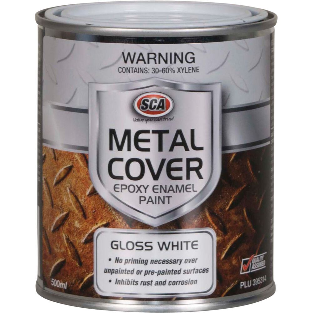 SCA Metal Cover Enamel Rust Paint Gloss White 500mL Supercheap Auto