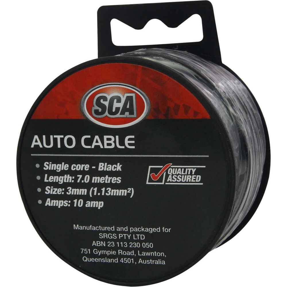 SCA Automotive Cable Single Core, 10 Amp 3mm x 7m, Black Supercheap