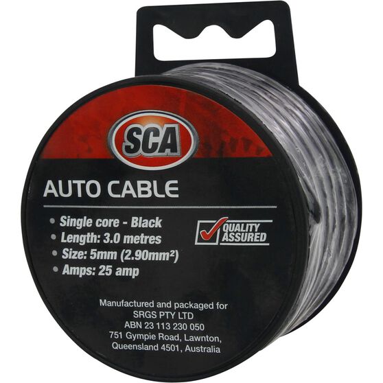 SCA Automotive Cable - Single Core, 15A 5mm x 3m, Black, , scaau_hi-res