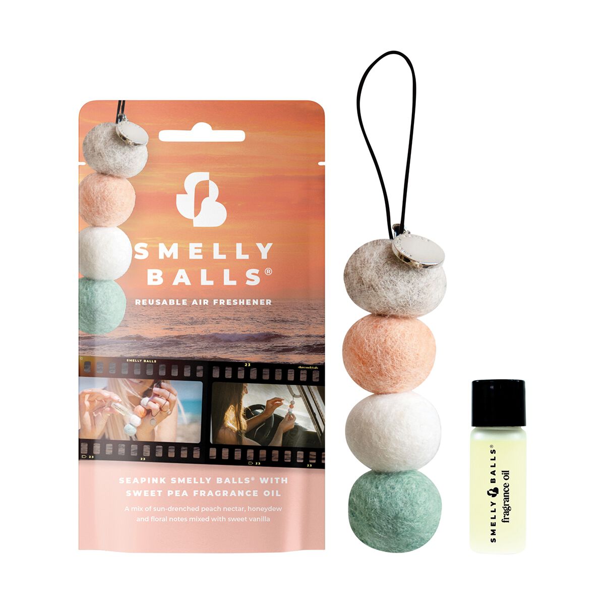 Smelly Balls Air Freshener Set Seapink Sweet Pea 5ml, , scaau_hi-res