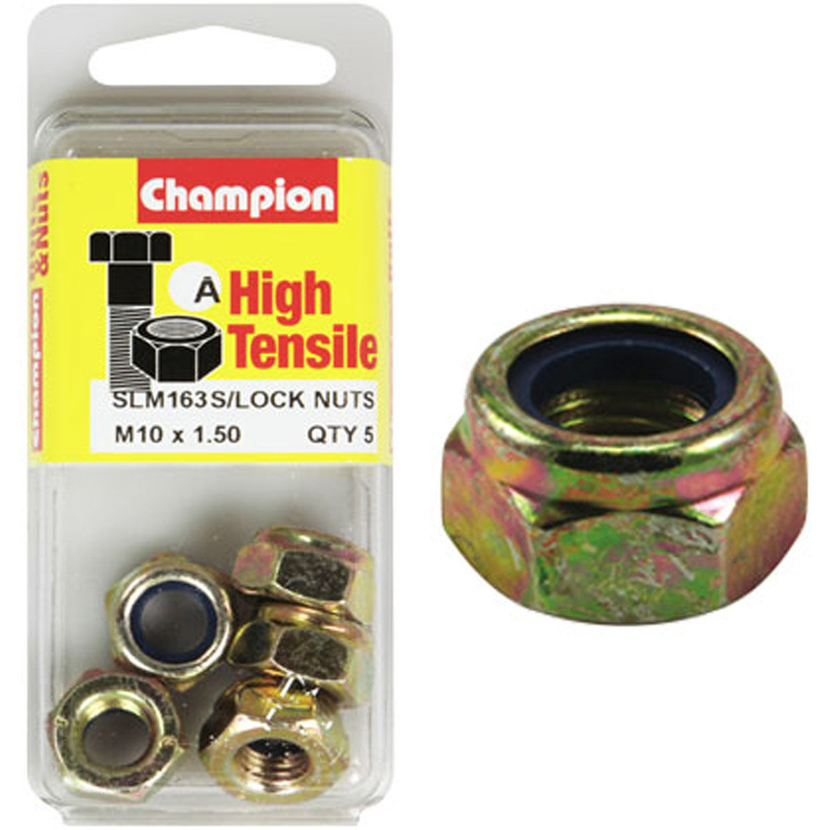 Champion High Tensile Nyloc Nuts SLM163, M8x1.50, , scaau_hi-res