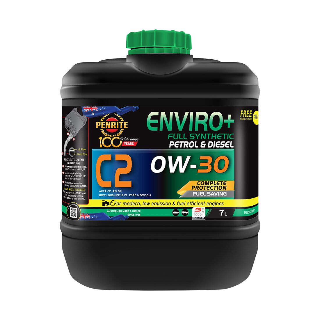 Penrite Enviro+ C2 Engine Oil 0W-30 7 Litre, , scaau_hi-res