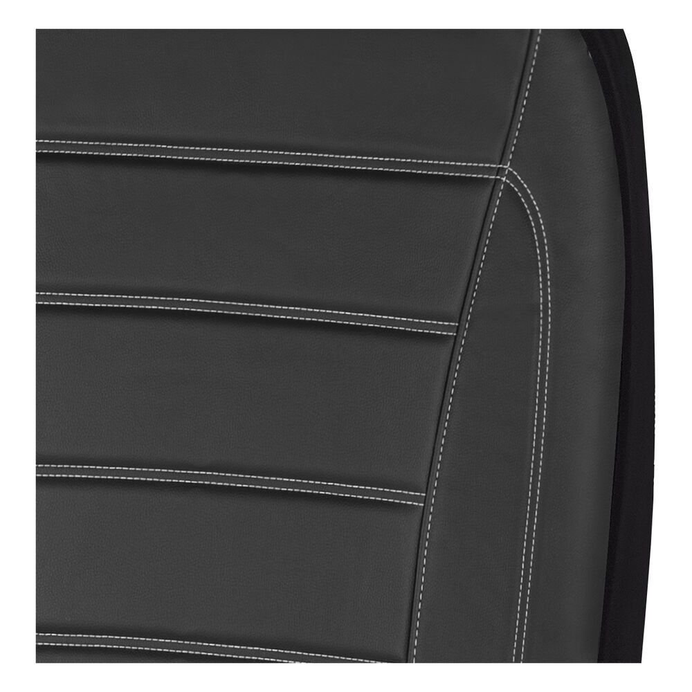 SCA Leather Look Seat Covers Black/White Adjustable Headrests Airbag