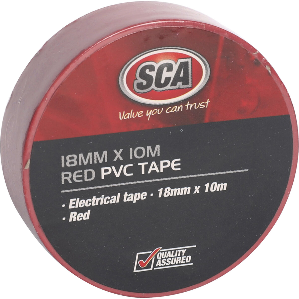 SCA PVC Electrical Tape - Black, 18mm x 10m, Red, scaau_hi-res