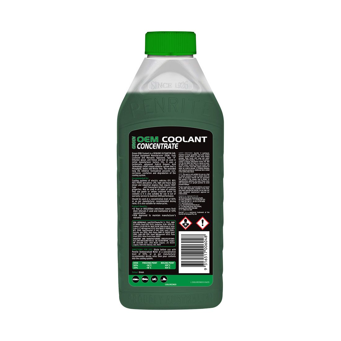 Penrite Green Long Life Anti Freeze / Anti Boil Coolant Concentrate - 1 Litre, , scaau_hi-res