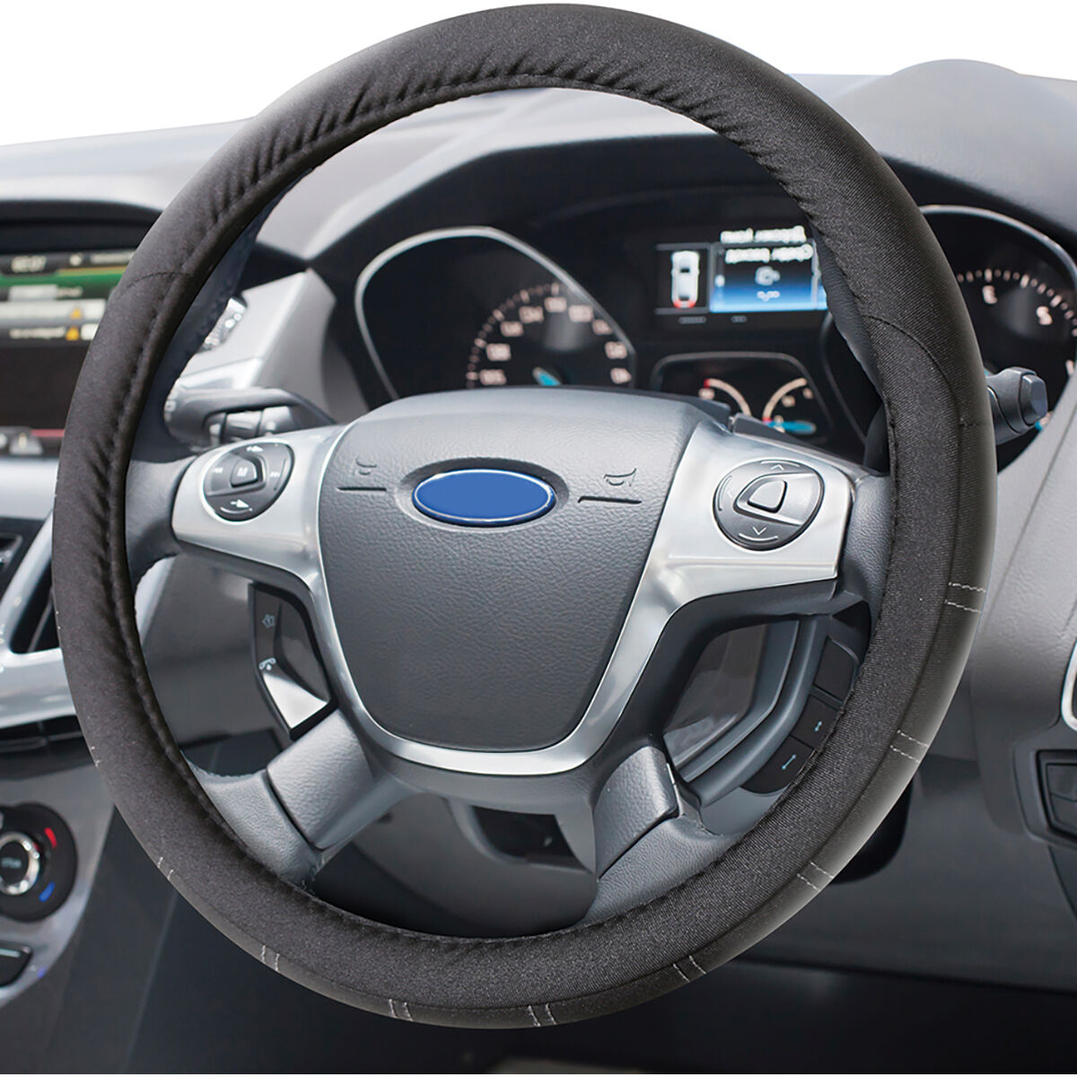 Dickies Polyester OG Black/White Logo Steering Wheel Cover Black 380mm Diameter, , scaau_hi-res