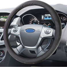 Dickies Polyester OG Black/White Logo Steering Wheel Cover Black 380mm Diameter, , scaau_hi-res