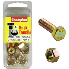 Champion High Tensile Bolts and Nuts BM104, M10x1.25 x 25mm, , scaau_hi-res