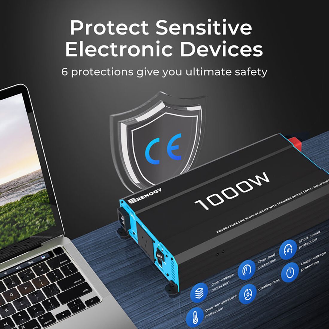 Renogy 1000W Pure Sine Wave Inverter With AC Transfer, , scaau_hi-res