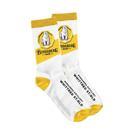 Bundaberg Logo Socks - Yellow/White, , scaau_hi-res