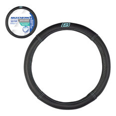 Skechers Air Cooled Memory Foam Steering Wheel Cover Black/Aqua 380mm diameter, , scaau_hi-res