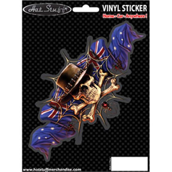 Sticker Aussie Hat Skull, Vinyl, , scaau_hi-res