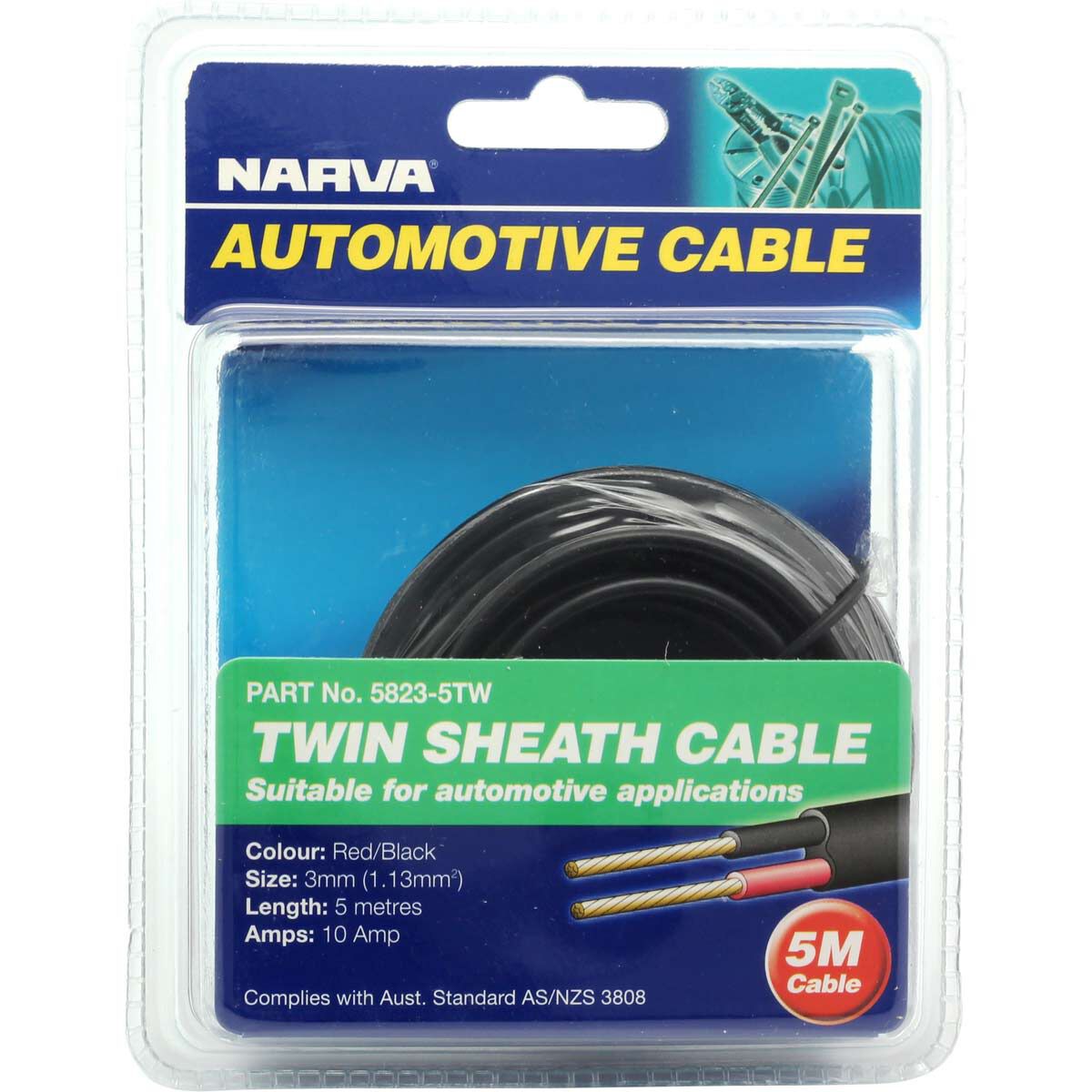Narva Automotive Cable Twin Sheath 10 Amp 3mm x 5m Supercheap