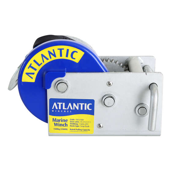 Atlantic Marine Winch 15:1/5:1/1:1 Webbing Strap Snap Hook 7.5m 1500kg, , scaau_hi-res