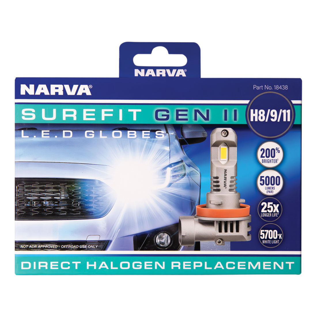 Narva Surefit LED Headlight Globes H8/9/11, , scaau_hi-res