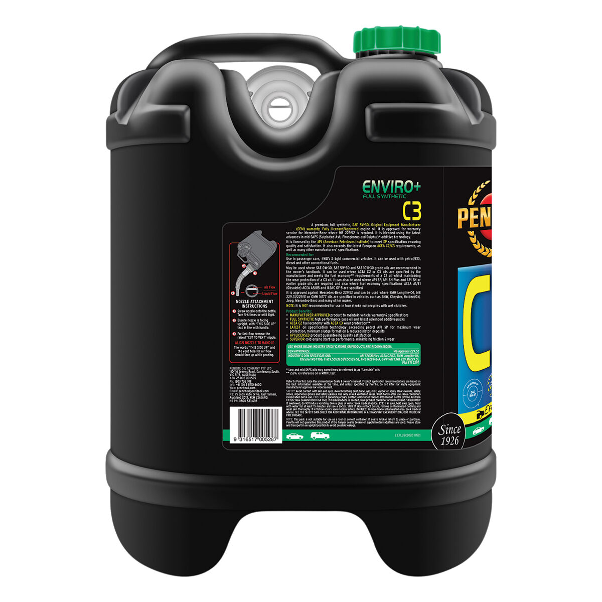 Penrite Enviro+ C3 Engine Oil 5W-30 20 Litre, , scaau_hi-res