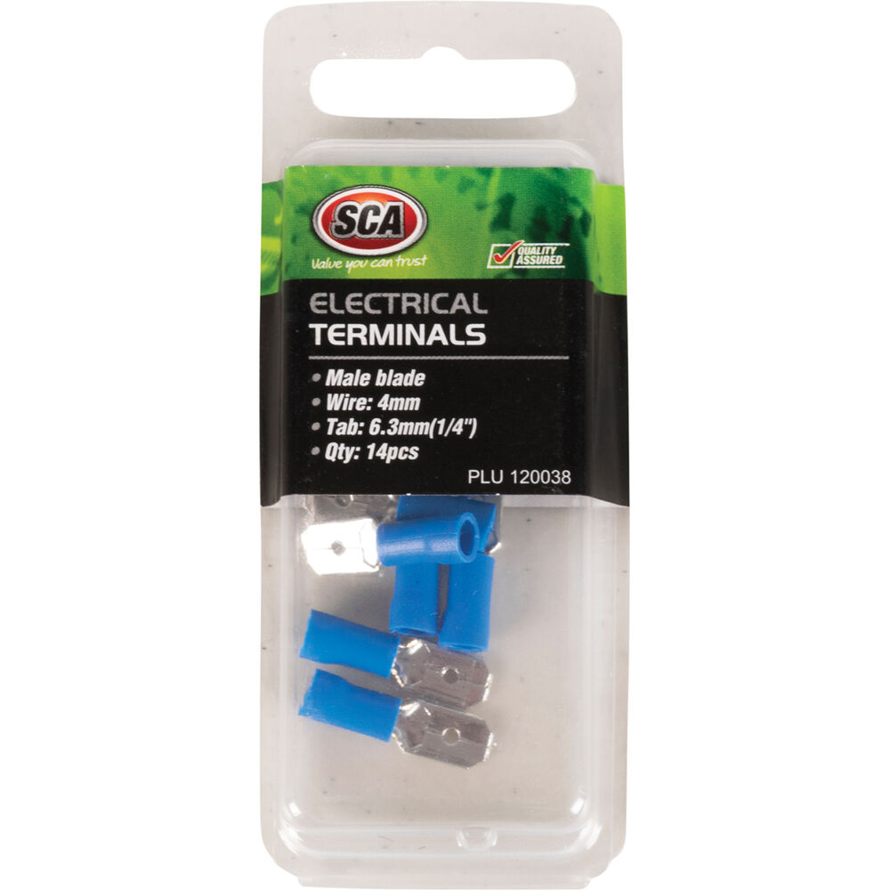 SCA Electrical Terminals Male Blade, Blue, 6.3mm, 14 Pack Supercheap Auto