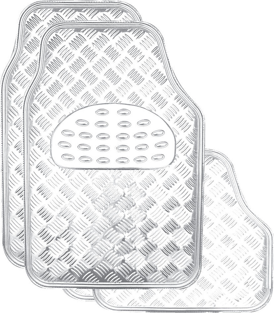 sca checkerplate car floor mats pvc silver set of 4 supercheap auto
