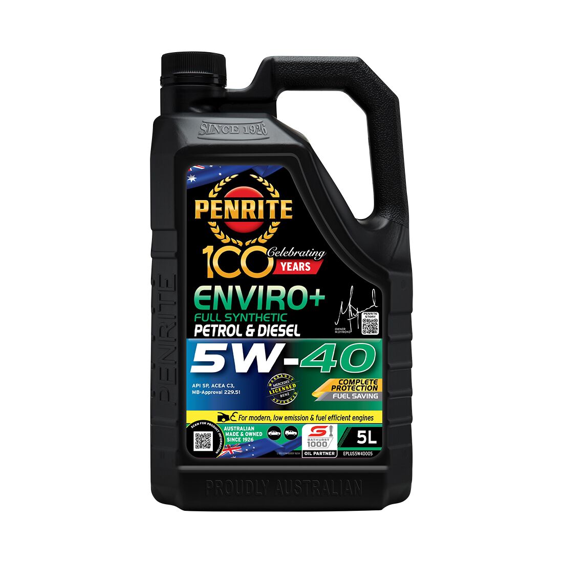 Penrite Enviro+ Engine Oil - 5W-40 5 Litre, , scaau_hi-res