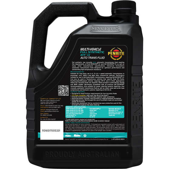 Penrite LV Automatic Transmission Fluid -  4 Litre, , scaau_hi-res